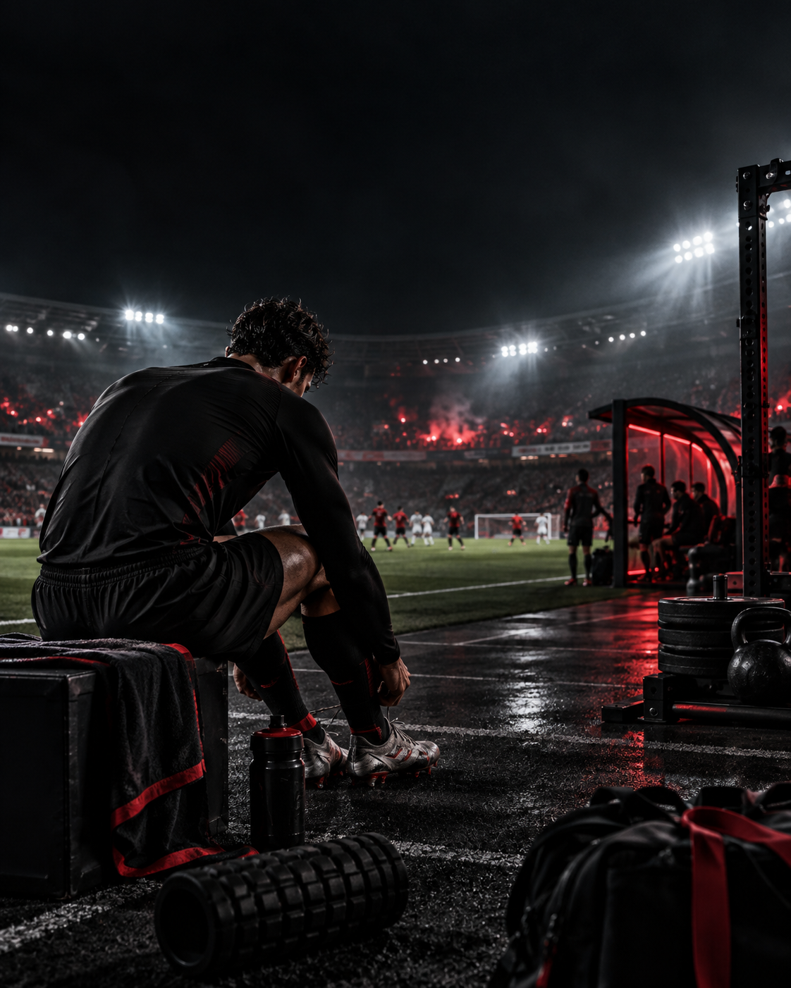 Atleta entrenando fuerza durante la temporada