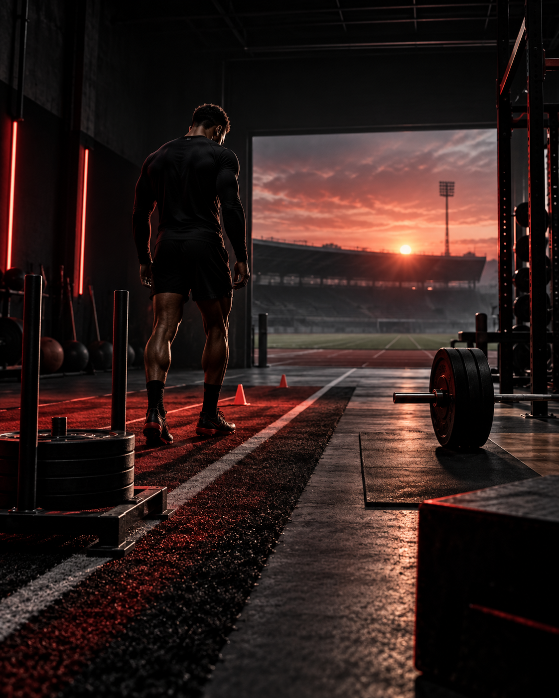 Atleta preparando su pretemporada con fuerza y carrera